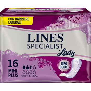 lines specialist lady mini plus assorbenti per incontinenza leggera 16 pezzi