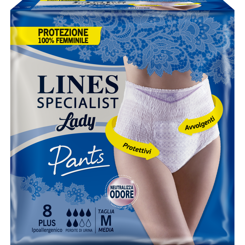 Lines Specialist Pants Plus Taglia M Mutandina Incontinenza 8 Pezzi