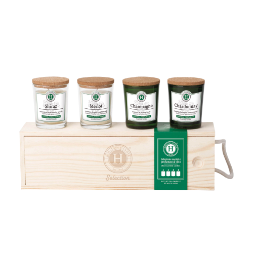 Himalaya Candle - Candela Selection Wine In Box Legno 4 Pezzi