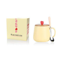 himalaya handy mug ceramica tazza heart light yellow con cucchiaino 450ml