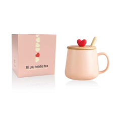 himalaya handy mug ceramica tazza heart light pink con cucchiaino 450ml