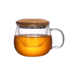 himalaya tisaniera bice - infusiera in vetro borosilicato e legno di bombù 350ml