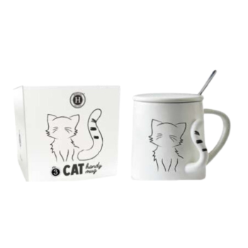 himalaya handy mug ceramica cat - tazza in ceramica decorata con cucchiaino gatto 350ml