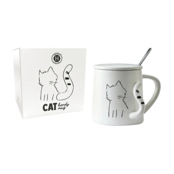 hymalaya handy mug cat - tazza in ceramica decorata con cucchiaino gatto 350ml