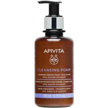 apivita face cleansing foam - mousse detergente cremosa viso e occhi 200ml