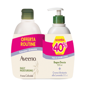 aveeno daily moisturising bagno doccia 500ml + crema idratante lavanda 300ml 