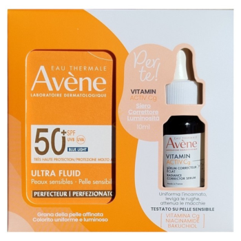 avene solari ultra fluid perfezionatore spf 50+ protezione molto alta colorata 50ml + vitamin activ cg siero 10ml omaggio