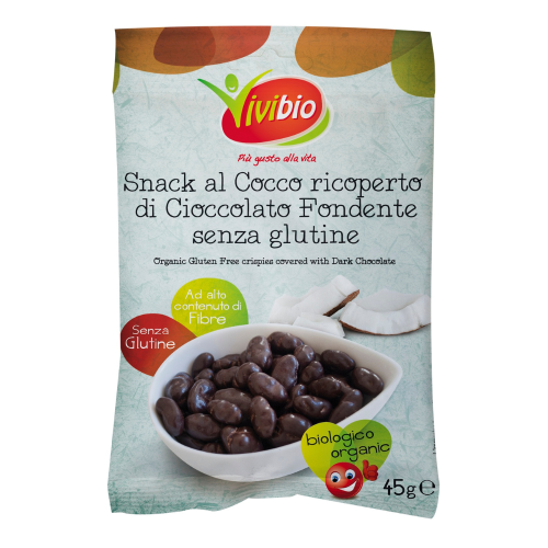 Vivibio Snack Al Cocco Ricoperto Di Cioccolato Fondente Senza Glutine Bio 45gr