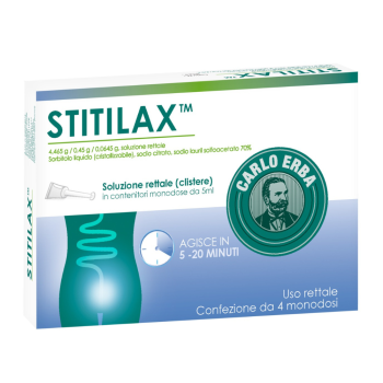 stitilax carlo erba soluzione rettale per adulti 4 clisteri microclismi monodose 5ml