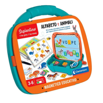 clementoni gioco sapientino valigetta magnetica educativa alfabeto e animali età 3-6 anni