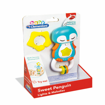 clementoni gioco sweet penguin light & melodies sonaglino pinguino interattivo