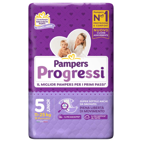 Pampers Progressi - Junior Taglia 5 (11-25 kg) 18 Pannolini