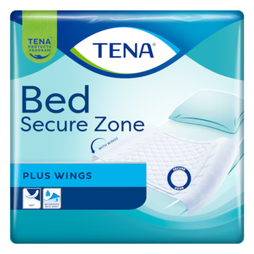 Tena Bed Secure Zone Plus WIngs - Traverse Assorbenti Monouso Con Ali Di Fissaggio 80 X 180cm 20 Pe