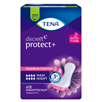 tena discreet protect plus maxi night - pannoloni incontinenza notte 12 pezzi