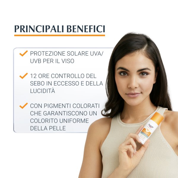 Eucerin Sun Gel-Creme Medium Oil Control Tinted Dry Touch Fp50+ Protezione Solare Molto Anta Pelle 