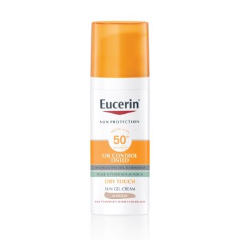 eucerin sun gel-creme medium oil control tinted dry touch fp50+ protezione solare molto anta pelle acneica 50ml