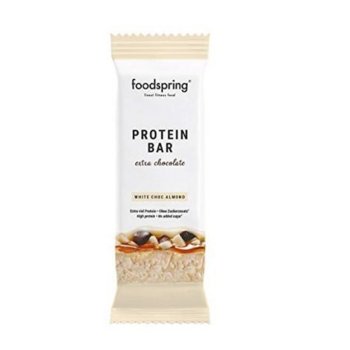 foodspring protein bar - barretta proteica extra chocolate cioccolato bianco e mandorle 65g