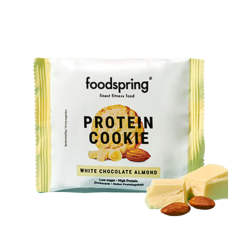 foodspring protein cookie snack - biscotti proteici cioccolato bianco e mandorle 50g