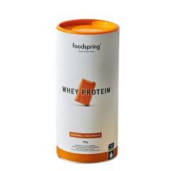 foodspring whey protein - proteine per lo sviluppo muscolare caramello 750g