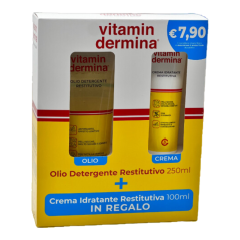 vitamindermina olio detergente restitutivo 250ml + crema idratante restitutiva 100ml omaggio