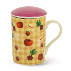 neavita happy fruits infusiera - in new bone china con filtro in acciaio gialla 300ml