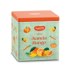 neavita happy fruits - infuso arancia e mango in square tin verde 10 filtroscrigno