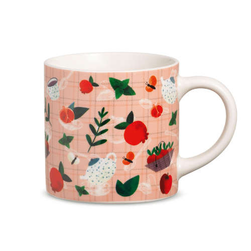 Neavita Happy Fruits Mug Tazza In Ceramica New Bone China Rosa 400ml