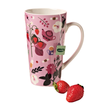 neavita fragole e champagne mug tazza maxi in ceramica rosa 475ml