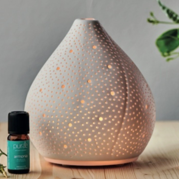 Purae Diffusore Di Oli Essenziali Ad Ultrasuoni E Lampada In Ceramica Luce Colorata - Secret 