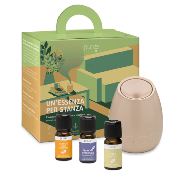 purae kit un'essenza per stanza con diffusore ad ultrasuoni blossom cottonflower + oli essenziali 