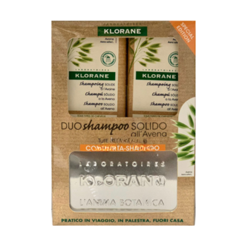 klorane cofanetto duo shampoo solido avena 2 x 80g + porta-shampoo