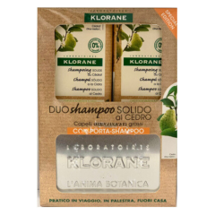 klorane cofanetto duo shampoo solido cedro 2 x 80g + porta-shampoo