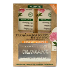 klorane cofanetto duo shampoo solido peonia 2 x 80g + porta-shampoo