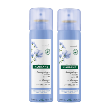 klorane shampoo secco fibre lino bio per capelli sottili e senza volume confezione doppia 2 x 150ml