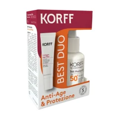 korff sun 365 protection kit anti-age & protezione - siero viso protezione solare molto alta spf50+ 30 ml + collagen age filler siero viso 10ml