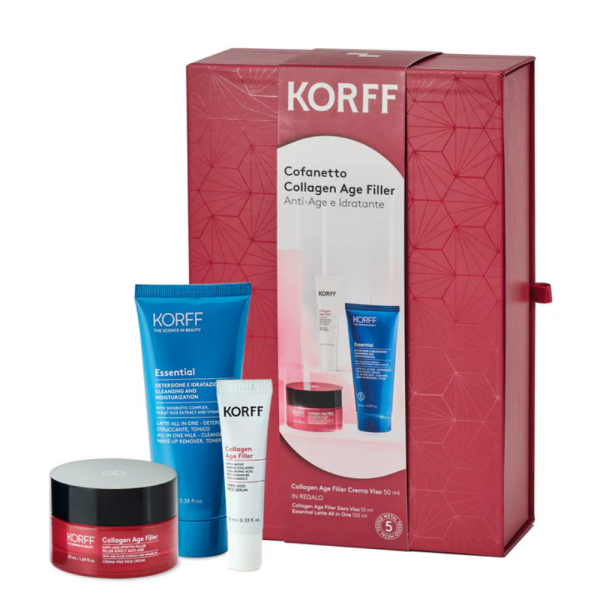 Korff Cofanetto Idea Regalo Collagen Age Filler Crema Viso + Siero Viso + Detergente Struccante