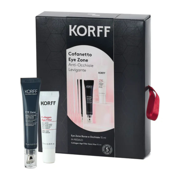 Korff Cofanetto Idea Regalo Eye Zone - Borse Occhiaie Contorno Occhi + Collagen Age Filler Siero Vi