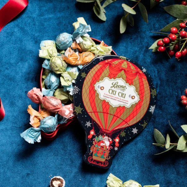 Leone Latta Cri Cri Natale In Mongolfiera - Cioccolatini Vestiti Da Caramella Con Un Cuore Di Nocci