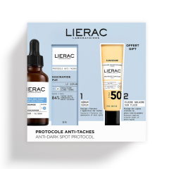 lierac protocollo anti-macchie | siero illuminante + fluido solare spf50+ omaggio | 30 ml + 25 ml