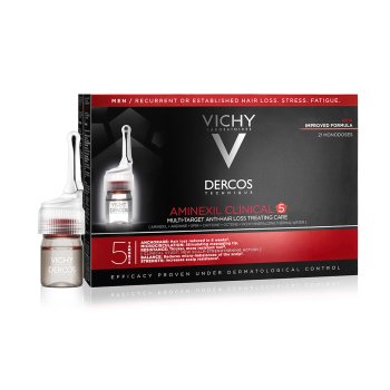 vichy dercos - aminexil intensive 5 - uomo trattamento anticaduta 21 fiale 
