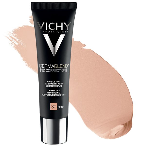 VICHY Dermablend 3D Correction - Fondotinta correttore pelle grassa 16H Levigante attivo 30 BEIGE 3