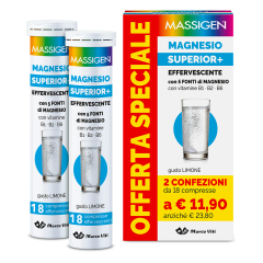 massigen magnesio superior pacco doppio 18 + 18 compresse effervescenti 