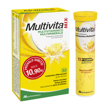 multivitamix senza zucchero - integratore multivitaminico e multiminerale 30 compresse effervescenti