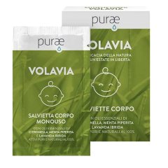 purae volavia salviette corpo anti-zanzare 12 pezzi 3ml