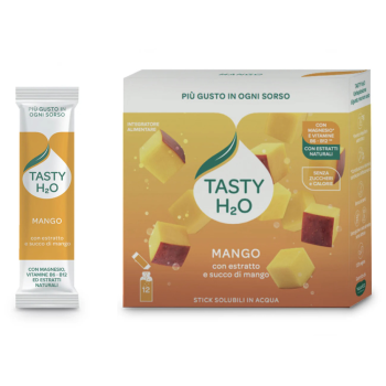 tasty h2o mango – integratore idrosolubile con magnesio e vitamine b6-b12 12 stick