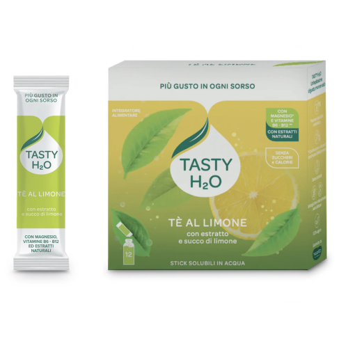 Tasty H2O Tè al Limone – Integratore Idrosolubile Con Magnesio E Vitamine B6-B12 12 Stick
