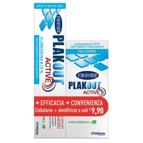 Emoform Plakout Active Sollievo Trattamento Prolungato Collutorio Clorexidina 0,12% 200ml + Dentifr