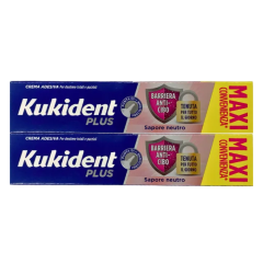 kukident plus neutro barriera anti cibo formato maxi convenienza pacco doppio 2 x 57g