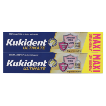 kukident ultimate barriera anti-cibo sapore neutro - formato maxi convenienza bipack 2 x 57g