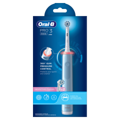 oral-b spazzolino elettrico pro 3 blu sensitive + 2 testine